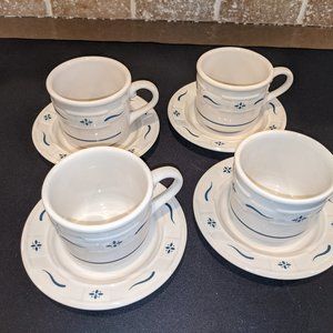 Longaberger Woven Traditions Heritage  Blue Cups with Saucers